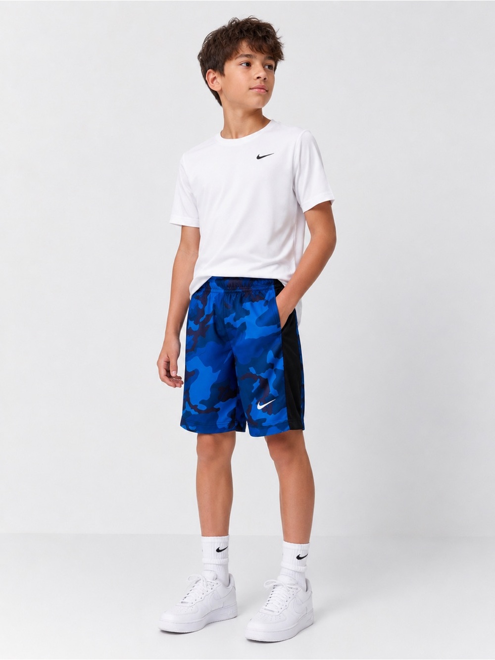 Nike Boys Athletic Dri-FIT ACamo Youth Shorts Size M Blue Black